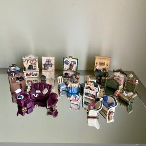VTG Avon Victorian Memories Miniature Furniture Collection 20 Pc Resin Dollhouse